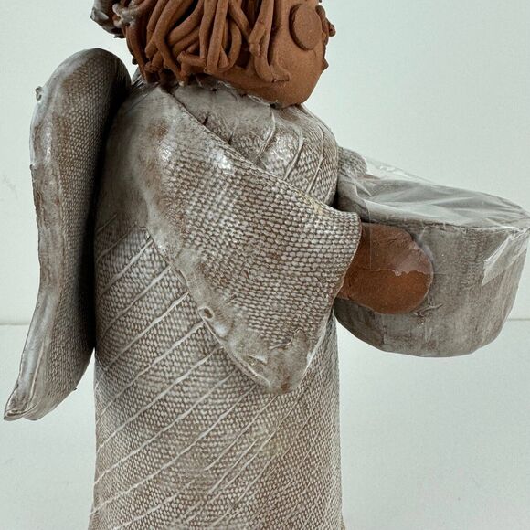 vintage clay pottery candle tealight holder angel choir folkart sculpture figure - Picture 3 of 15